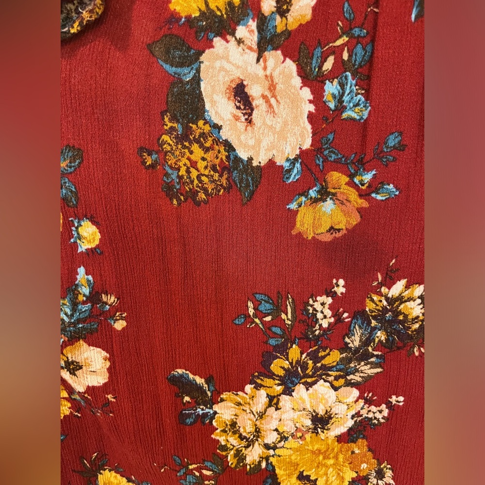 Colorful Red Floral Mini Dress